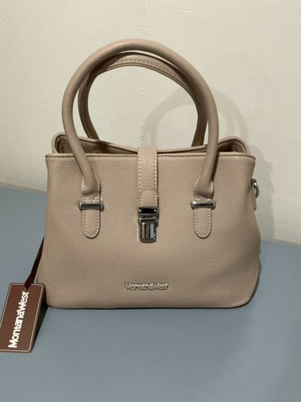 Montana West Tan Pebbled Leather Satchel Crossbody